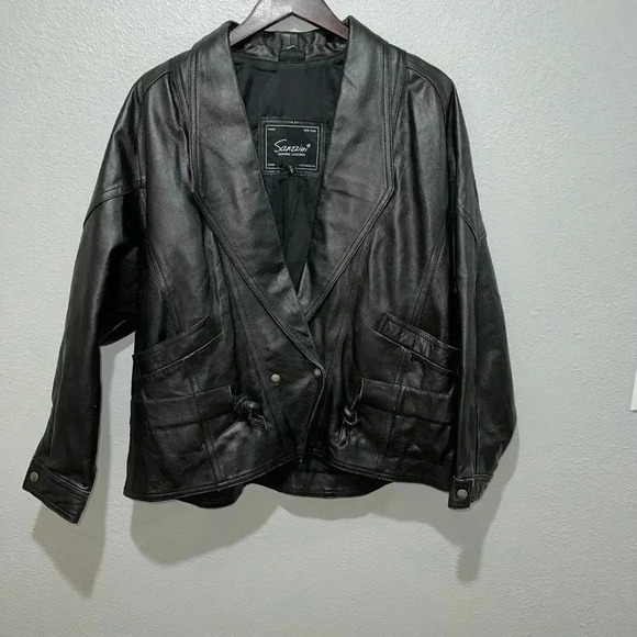 Sanzzini Jackets & Blazers - Women's Vintage Sanzzini Genuine Leather Jacket XL Black Made in India Biker